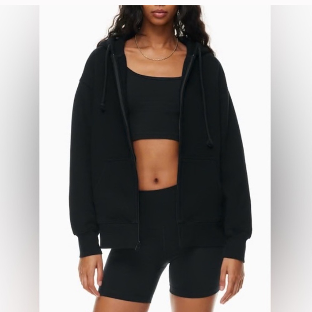 Aritzia TNA Terry Fleece Boyfriend Zip Up Hoodie Sweatshirt Pockets Large